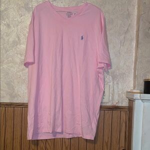 Polo by Ralph Lauren pink v neck t-shirt (XL)